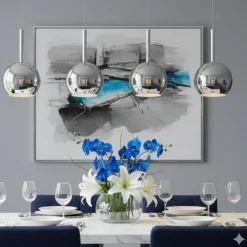 Lampadari Cucina-Top Light Lampadario 4 luci per cucina vetri cromo