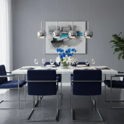 Lampadari Cucina-Top Light Lampadario 4 luci per cucina vetri cromo
