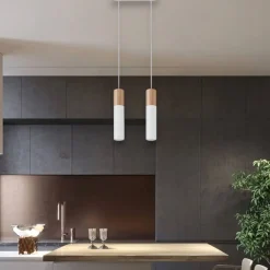 Lampadari Cucina-Selezionato da Mazzolaluce Lampadario 2 luci per isola cucina bianco legno