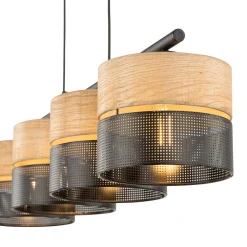 Lampadari Cucina-Selezionato da Mazzolaluce Lampadario 4 luci quercia nero a sospensione per cucina moderna