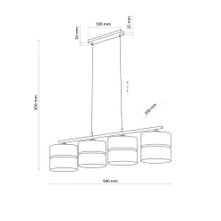 Lampadari Cucina-Selezionato da Mazzolaluce Lampadario 4 luci quercia nero a sospensione per cucina moderna