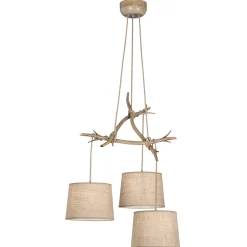 Lampadari Moderni-Selezionato da Mazzolaluce Lampadario 3 luci rami di legno per soggiorno