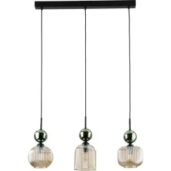 Lampadari Moderni-Selezionato da Mazzolaluce lampadario 3 luci vetri ambra verde per sala da pranzo