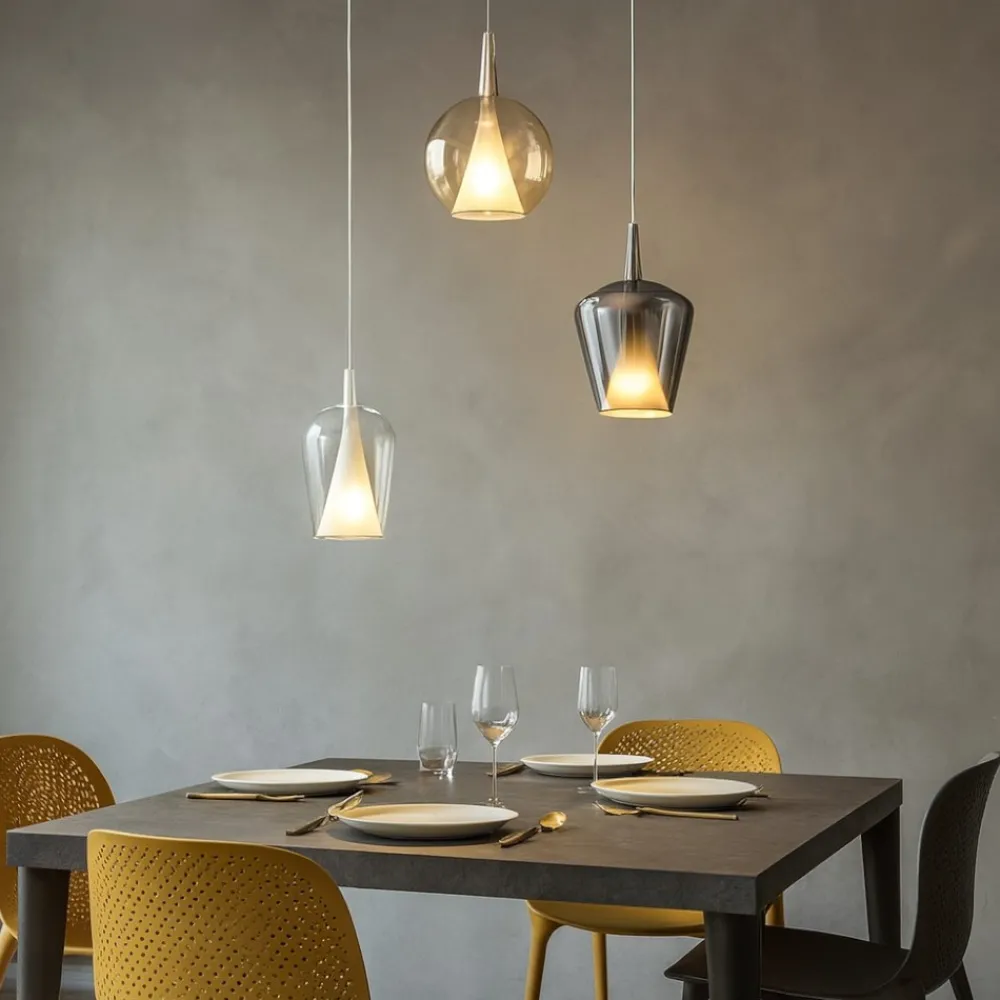 Lampadari Moderni-Selezionato da Mazzolaluce Lampadario 3 luci vetri multicolor per soggiorno