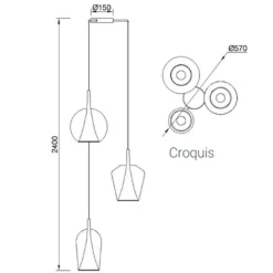Lampadari Moderni-Selezionato da Mazzolaluce Lampadario 3 luci vetri multicolor per soggiorno