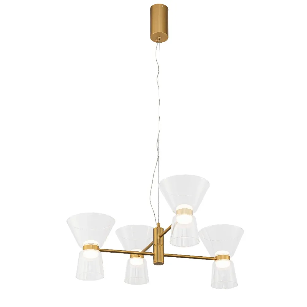 Lampadari Moderni-Selezionato da Mazzolaluce Lampadario luminoso oro per soggiorno stile contemporaneo led 3000k