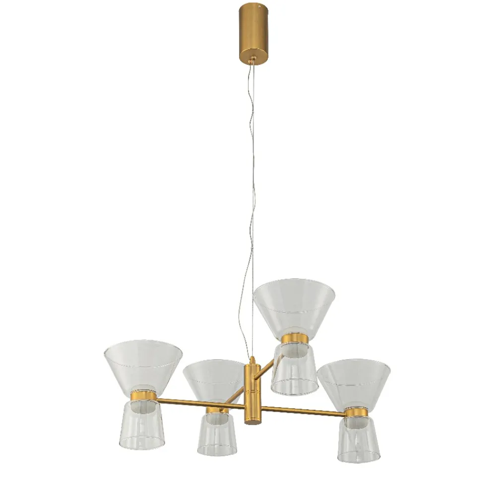 Lampadari Moderni-Selezionato da Mazzolaluce Lampadario luminoso oro per soggiorno stile contemporaneo led 3000k