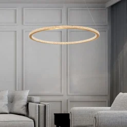 Lampadari Moderni-Selezionato da Mazzolaluce Lampadario luxury per soggiorno cerchio oro led stile contemporaneo