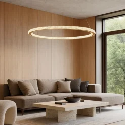 Lampadari Moderni-Selezionato da Mazzolaluce Lampadario luxury per soggiorno cerchio oro led stile contemporaneo