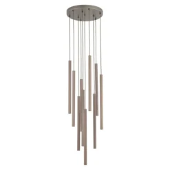 Lampadari Moderni-Selezionato da Mazzolaluce Lampadario marrone cilindri rigati a sospensione moderno per tavolo soggiorno
