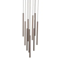Lampadari Moderni-Selezionato da Mazzolaluce Lampadario marrone cilindri rigati a sospensione moderno per tavolo soggiorno