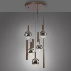 Lampadari Moderni-Selezionato da Mazzolaluce Lampadario marrone con sfere di vetro per soggiorno moderno