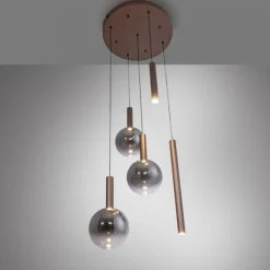 Lampadari Moderni-Selezionato da Mazzolaluce Lampadario marrone con sfere in vetro per soggiorno moderno