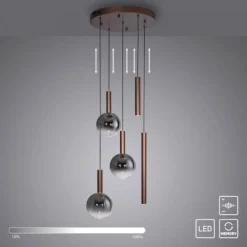 Lampadari Moderni-Selezionato da Mazzolaluce Lampadario marrone con sfere in vetro per soggiorno moderno