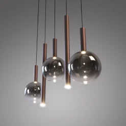 Lampadari Cucina-Selezionato da Mazzolaluce Lampadario marrone sfere a sospensione per cucina moderna