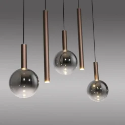 Lampadari Cucina-Selezionato da Mazzolaluce Lampadario marrone sfere a sospensione per cucina moderna