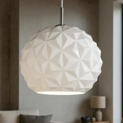 Lampadari Moderni-Perenz Illuminazione Lampadario meteora perenz in vetro bianco lavorato design moderno
