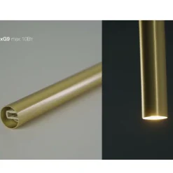 Lampadari Moderni-Selezionato da Mazzolaluce Lampadario moderno a cascata 7 luci cilindri oro per soggiorno