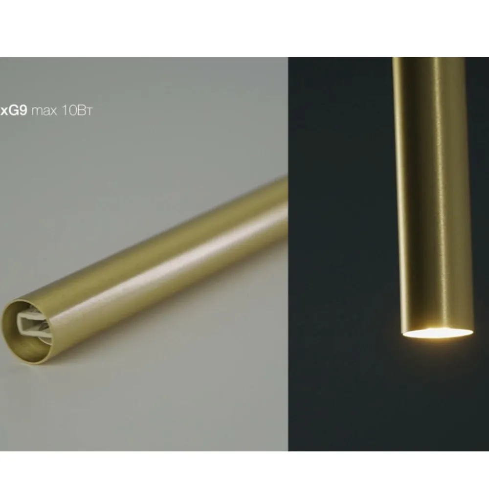 Lampadari Moderni-Selezionato da Mazzolaluce Lampadario moderno a cascata 7 luci cilindri oro per soggiorno