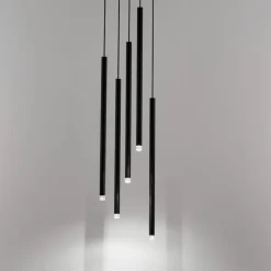 Lampadari Moderni-Selezionato da Mazzolaluce Lampadario moderno a cascata per salotto led 27w 3000k nero