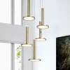 Lampadari Moderni-Selezionato da Mazzolaluce Lampadario moderno a cascata 5 luci dischi ottone led 3000k