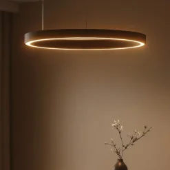 Lampadari Moderni-Selezionato da Mazzolaluce Lampadario moderno ad anello led 3000k nero dimmerabile
