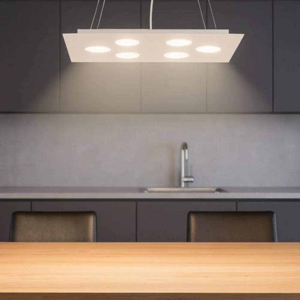 Lampadari Moderni-Affralux Lampadario moderno flet rettangolare bianco luci sopra sotto