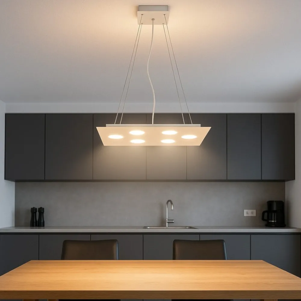 Lampadari Moderni-Affralux Lampadario moderno flet rettangolare bianco luci sopra sotto