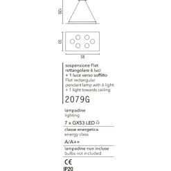 Lampadari Moderni-Affralux Lampadario moderno flet rettangolare bianco luci sopra sotto