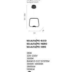 Lampadari Moderni-Ondaluce Lampadario moderno alfa pc nero led