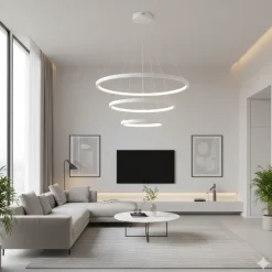 Lampadari Moderni-Selezionato da Mazzolaluce Lampadario moderno 3 anelli bianchi led 108w 3000k dimmerabile