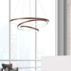 Lampadari Moderni-Selezionato da Mazzolaluce Lampadario moderno anelli led marrone 3000k per soggiorno