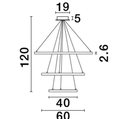 Lampadari Moderni-Selezionato da Mazzolaluce Lampadario moderno 3 anelli led 3000k dimmerabile oro