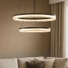 Lampadari Moderni-Selezionato da Mazzolaluce Lampadario moderno anelli nero per salotto led 3000k