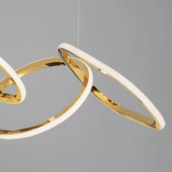 Lampadari Moderni-Selezionato da Mazzolaluce Lampadario moderno anelli oro led 41w 3000k dimmerabile