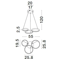 Lampadari Moderni-Selezionato da Mazzolaluce Lampadario moderno anelli oro led 3000k dimmerabile