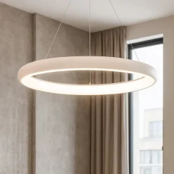 Lampadari Moderni-Selezionato da Mazzolaluce Lampadario moderno anello bianco led 52w 3000k 61cm