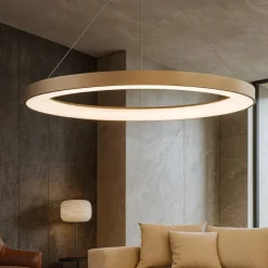 Lampadari Moderni-Selezionato da Mazzolaluce Lampadario moderno anello 65cm led 60w oro dimmerabile con telecomando app