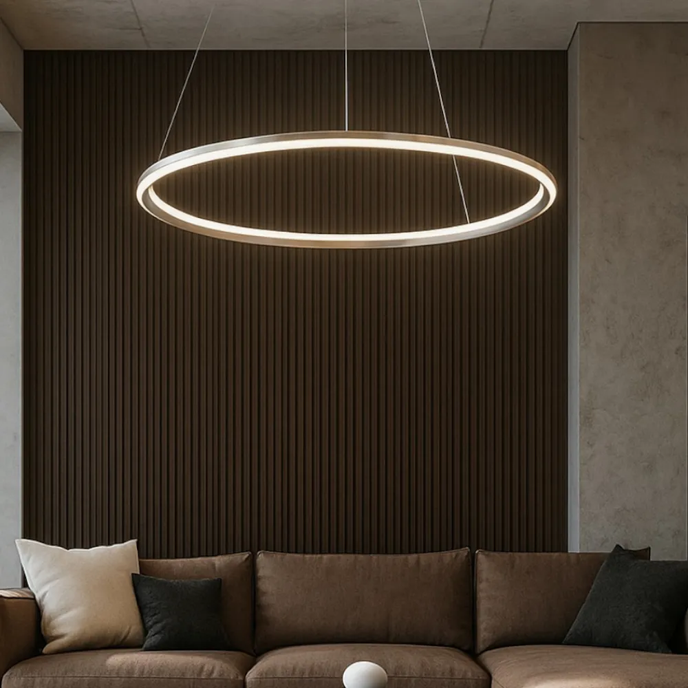 Lampadari Moderni-Perenz Illuminazione Lampadario moderno anello edge perenz led 86w 3000k grigio titanio