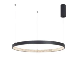 Lampadari Moderni-Selezionato da Mazzolaluce Lampadario moderno anello nero 80cm led 3000k cristalli per salotto