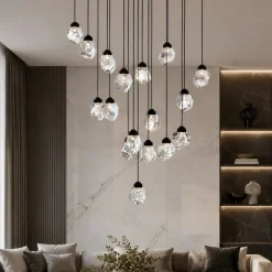 Lampadari Moderni-Eglo Lampadario moderno a sospensione pendenti in cristallo led dimmerabile