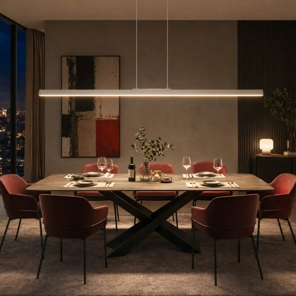 Lampadari Moderni-Selezionato da Mazzolaluce Lampadario moderno barra 151cm bianco led biemissione 54w 3000k