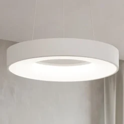 Lampadari Moderni-Selezionato da Mazzolaluce Lampadario moderno bianco cerchio 38cm bianco led 30w 3000k