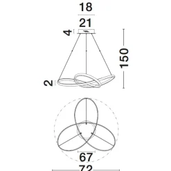 Lampadari Moderni-Selezionato da Mazzolaluce Lampadario moderno bianco led 3000k design