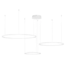 Lampadari Moderni-Selezionato da Mazzolaluce Lampadario moderno bianco per salotto tre anelli led 3000k dimmerabile