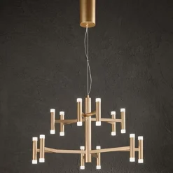 Lampadari Moderni-Perenz Illuminazione Lampadario moderno candles perenz oro opaco led 3000k per salotto