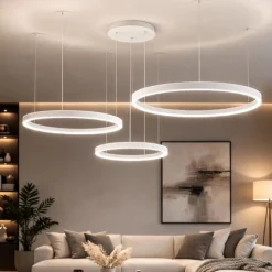Lampadari Moderni-Gea Luce Lampadario moderno 3 cerchi bianchi led 3000k criseide