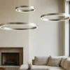 Lampadari Moderni-Selezionato da Mazzolaluce Lampadario moderno cerchi champagne argento per soggiorno