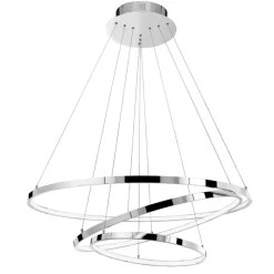 Lampadari Moderni-Selezionato da Mazzolaluce Lampadario moderno cerchi led 135w 3000k cromo per soggiorno
