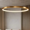 Lampadari Moderni-Selezionato da Mazzolaluce Lampadario moderno cerchio 110cm led oro per salone